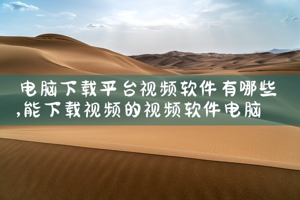 电脑下载平台视频软件有哪些