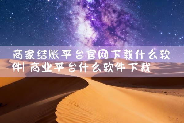 商家结账平台官网下载什么软件